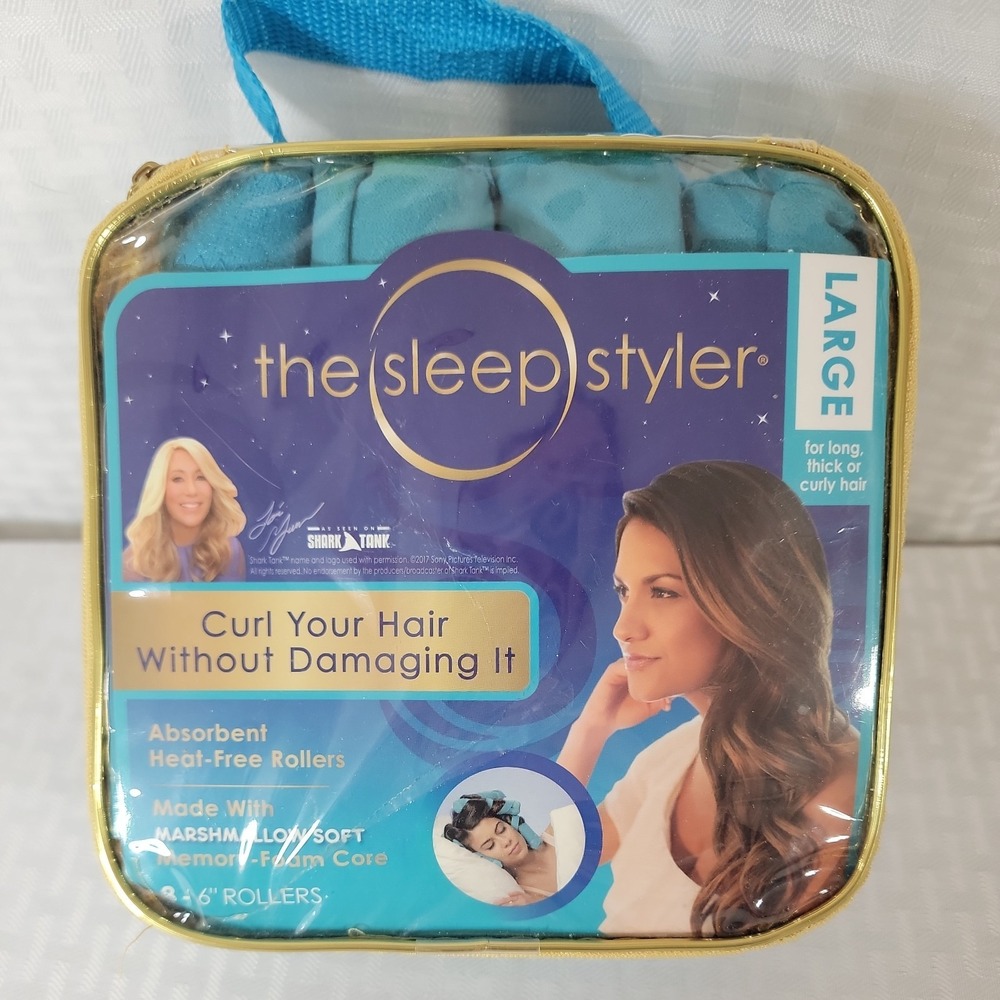 NEW The Sleep Styler Large 6 Inch Heatless Hair Rollers 8 Count Shark Tank